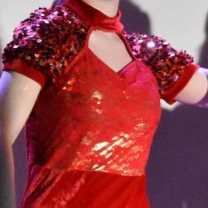 Red & Gold Sequin Dance Costume